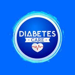 Diabetes Care vector icon design, Blue circle emblem.