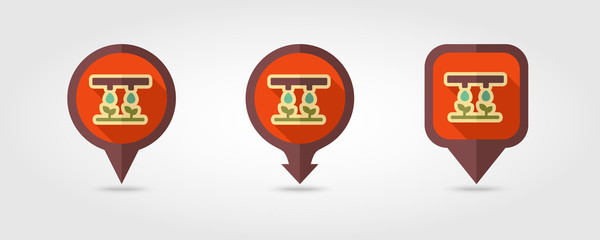 Drip irrigation system flat vector pin map icon