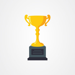 Trophy logo icon vector illustration. Golden winner cup symbol