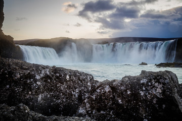 Obraz premium Godafoss, the Waterfall of the Gods, a major tourist attraction in Iceland