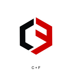 letter F and D in hexagon ready to use