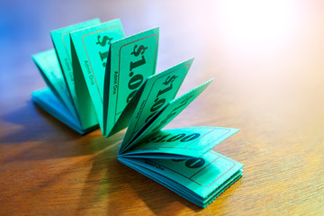 green raffle tickets in table