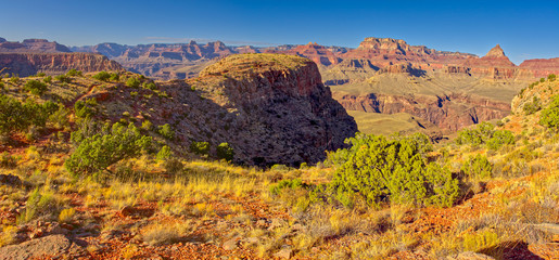 Grand Canyon view from the north western side of Horseshoe Mesa. The bluff in the center is Horseshoe Point.