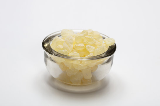 Chios mastic tears isolated on white background