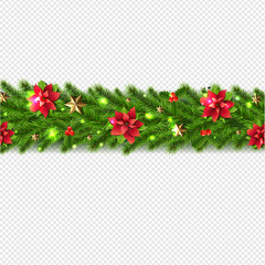 Christmas Garland Poster With Fir Tree