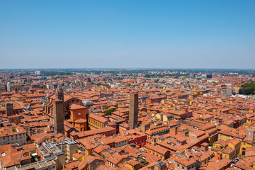 Bologna, Italy. Metropolitan Cathedral of Saint Peter. Altabella Tower and Torre Prendiparte tower. © ALIAKSANDR
