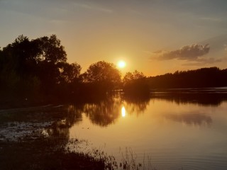 River landscape at sunset