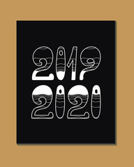 2020 - New Year and Christmas decoration element made in vector. Perfect design element for a New Year card. Drawn in sketch.