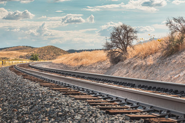 Curvy railroad track in Utah, USA - the way forward