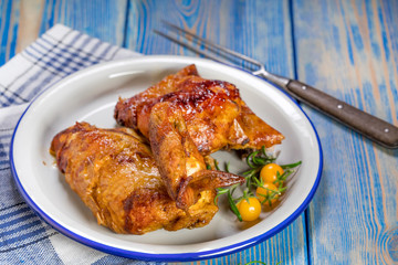 Chicken quarters baked.