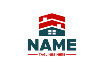 home logo template, level house icon, construction logo ready to use