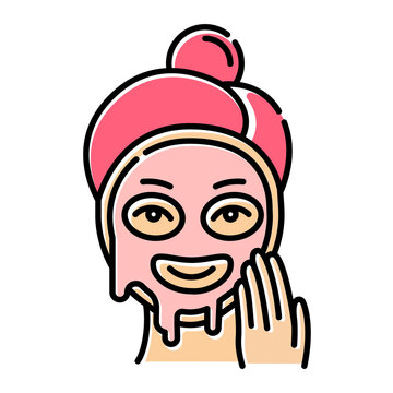 pink face mask woman applying treatment clip art preview