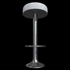 Retro vintage bar stool. High chair. Bar interior design. 3d render on black background