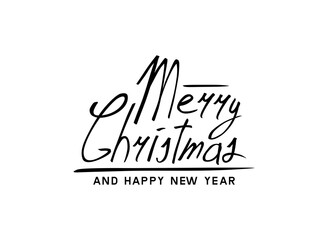 Merry Christmas and Happy New Year text. Isolated on White background