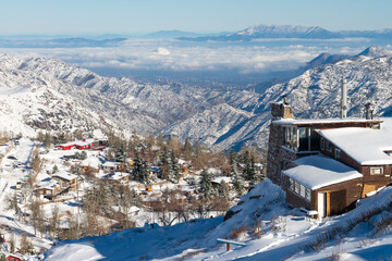 Santiago city seen from the top of the Andes mountains