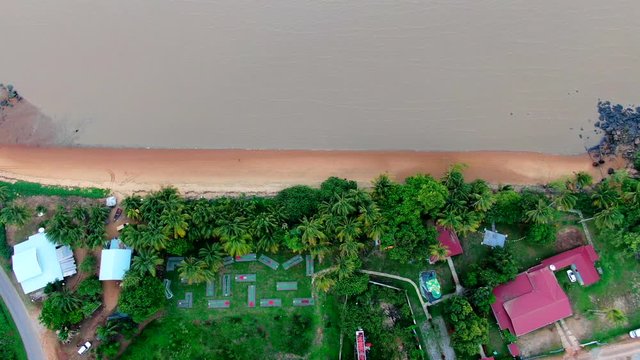 French Guyana coast, green jungle, river, road