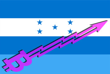 Flag of Honduras and bitcoin arrow graph going up.Vector