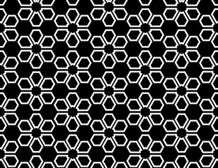 Flower geometric pattern. Seamless vector background. White and black ornament