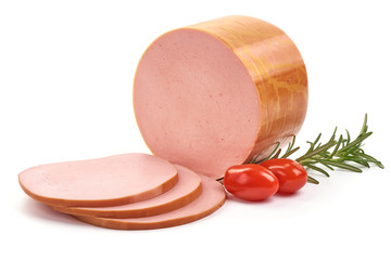 Sliced boiled pork sausage, boiled ham, isolated on white background © GSDesign