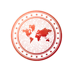 Flat low poly stamp of the World. Polygonal World badge. Trendy vector logo of the world.