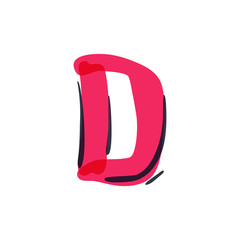 D letter logo handwritten with a felt-tip pen.