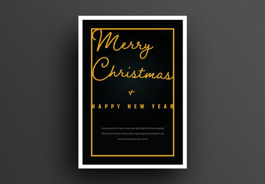 Merry Christmas Card Layout in Black and Gold