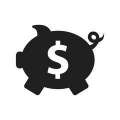 Piggy bank dollar sign icon flat vector black shape design illustration