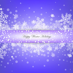  Christmas blue banner background with vector snowflakes. Design element