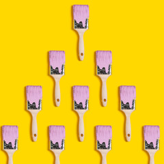 Abstract brush paint renovating pattern for wallpaper design. Yellow stain on colorful backdrop. Abstract art background. .