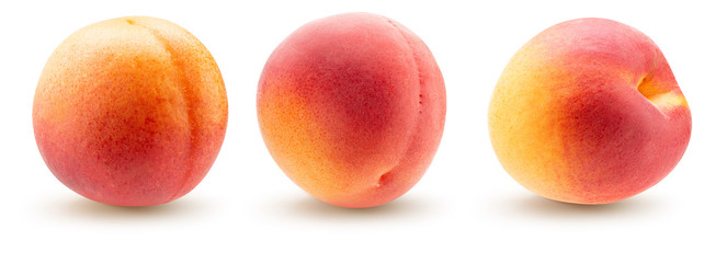 collection of peaches isolated on a white background
