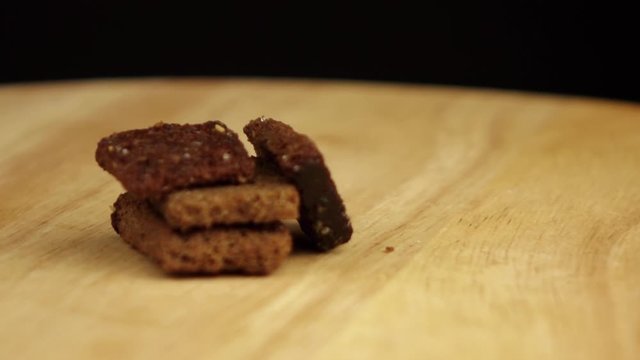 dark rye crackers rotating 360 degrees
