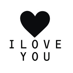 I love you, black heart, vector illustration