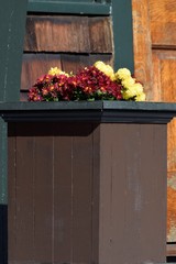 Wooden planter with flowers
