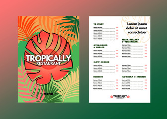 Tropical Restaurant Menu