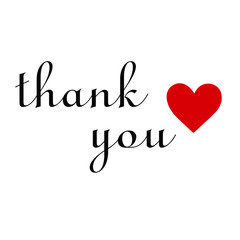 Fototapeta premium Thank you, red heart, vector illustration