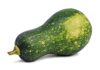 Green ripe pumpkin isolated on white background.