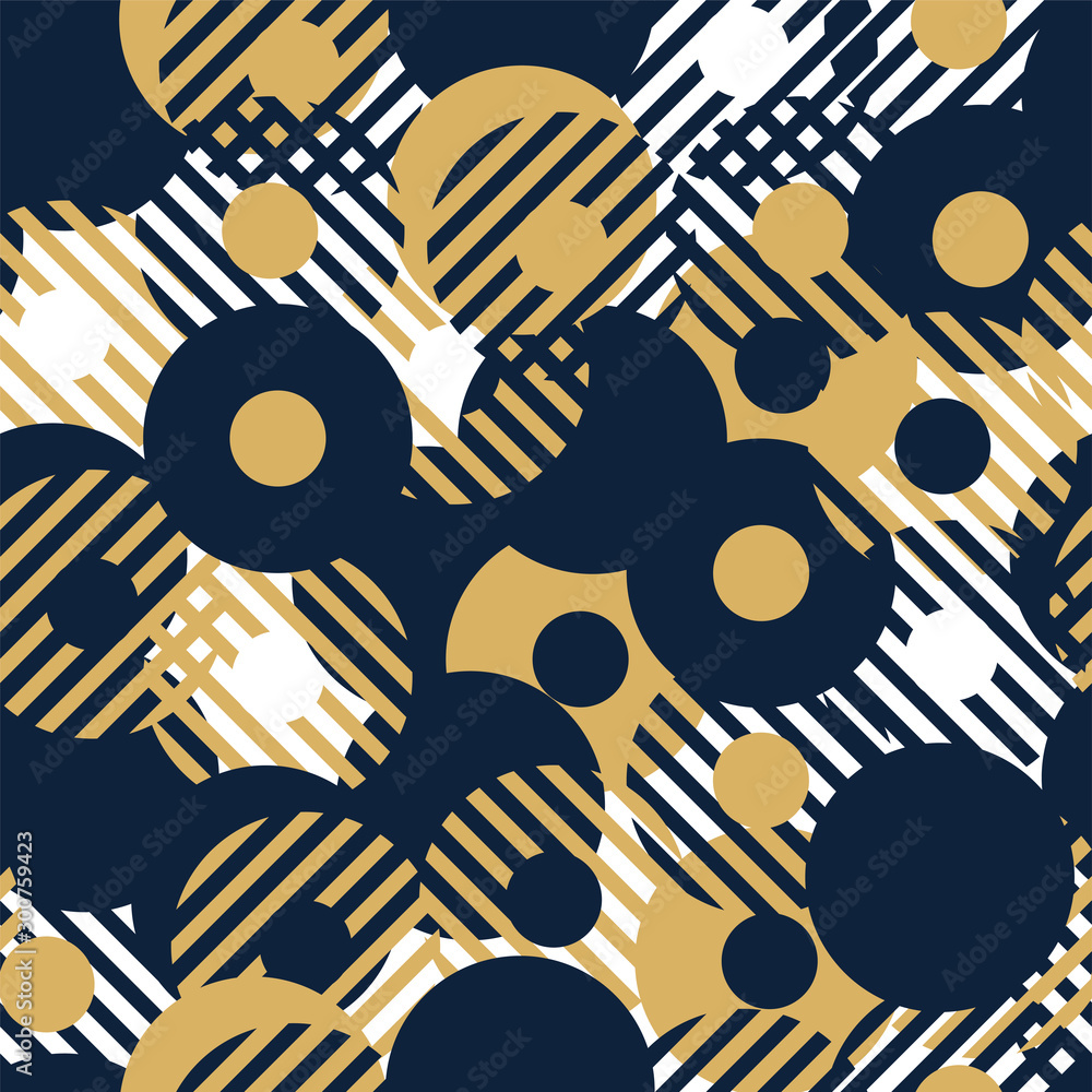 Poster abstract background seamless vector pattern made with circular geometric shapes or dots with line. c