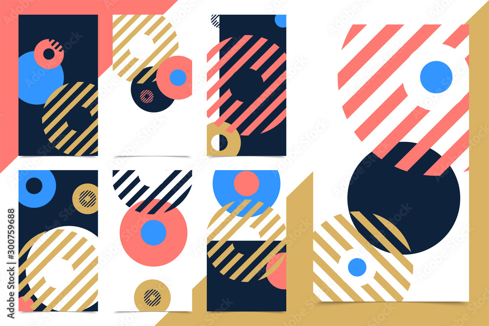 Poster vector set modern design vertical web banner. for social media mobile apps. bright promo backgrounds