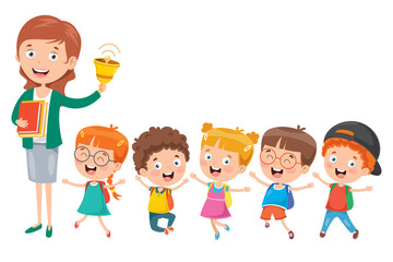 Little Students With Their Teacher