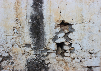 Old ruined plastered wall of a building