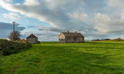 typical ireland cottage in village