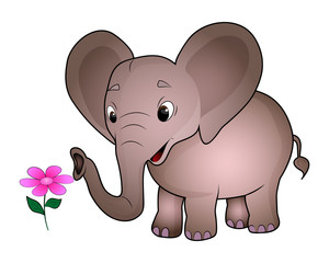 Cute cartoon elephant isolated on a white background.