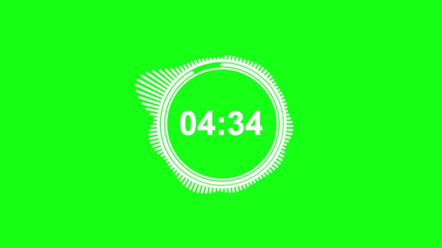 five minute neon countdown, chroma key