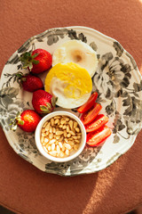 Eggs and Strawberries Breakfast Plate