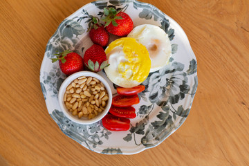 Eggs and Strawberries Breakfast Plate