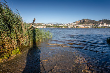 Bridge Marechal Carmona on river Tejo in Vila Franca Xira, Portugal