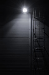 Fire emergency rescue access escape ladder stairway roof maintenance stairs night bright lantern...