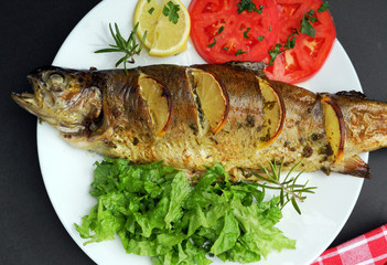 Delicious trout fish roasted
