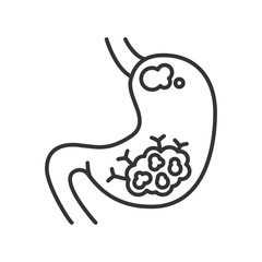 Stomach cancer line black icon. Human organ concept. Malignant neoplasm.