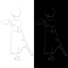 Female figures in movement, silhouettes